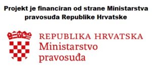 Logotip Ministarstva pravosuđa Republike Hrvatske uz napomenu o financiranju projekta
