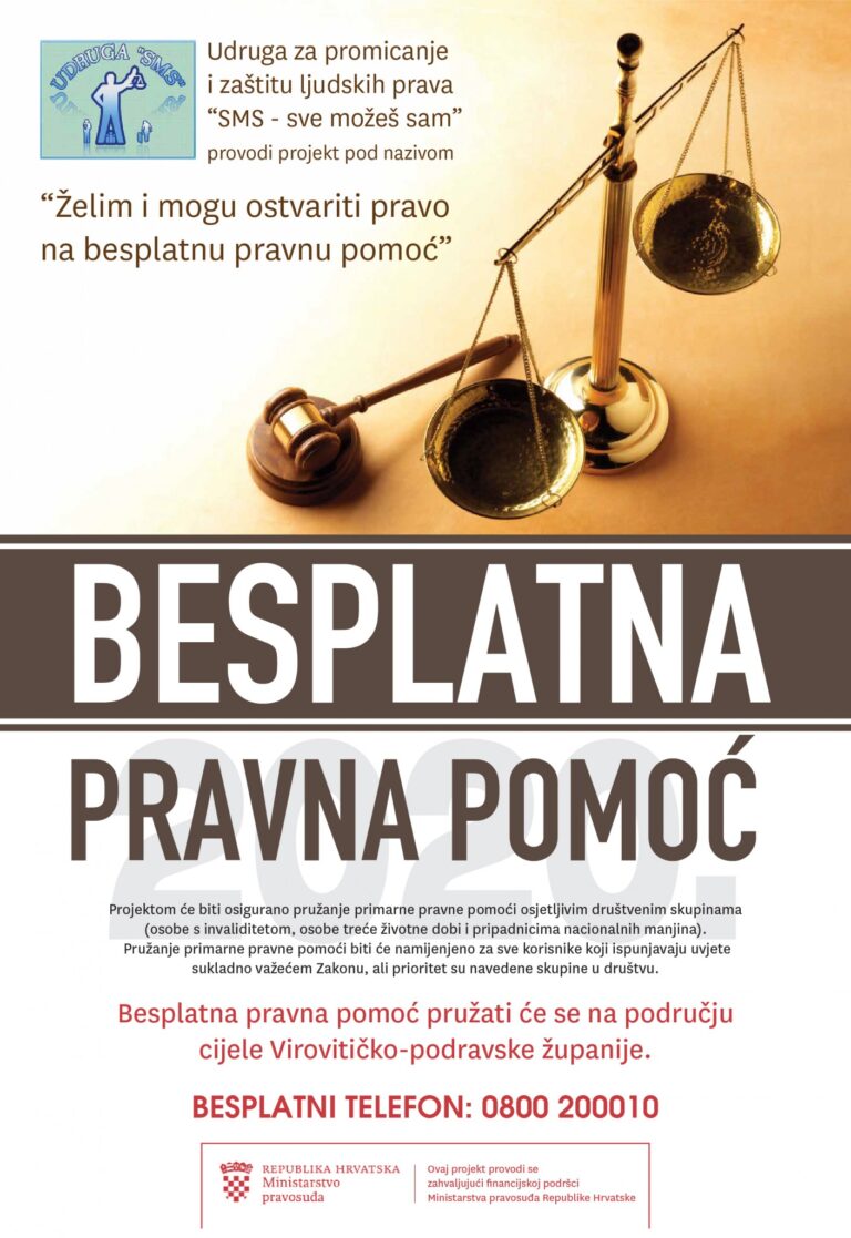 Provedba projekta “Želim i mogu ostvariti pravo na besplatnu pravnu pomoć” u 2020. godini