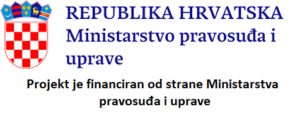 Logotip Ministarstva pravosuđa i uprave uz napomenu o financiranju projekta