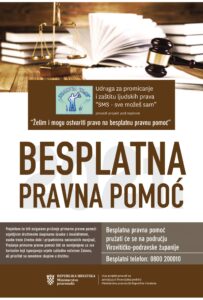 Plakat projekta „Želim i mogu ostvariti pravo na besplatnu pravnu pomoć“
