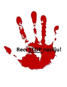 Znak kampanje „Reci STOP nasilju!“ s otiskom crvene dlani