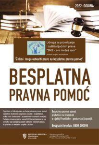 Plakat projekta „Želim i mogu ostvariti pravo na besplatnu pravnu pomoć“ za 2022. godinu