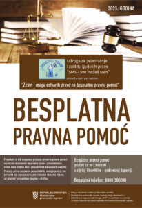 Plakat projekta „Želim i mogu ostvariti pravo na besplatnu pravnu pomoć“ za 2023. godinu