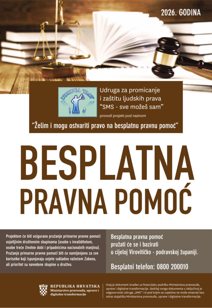 Provedba projekta “Želim i mogu ostvariti pravo na besplatnu pravnu pomoć” u 2026. godini